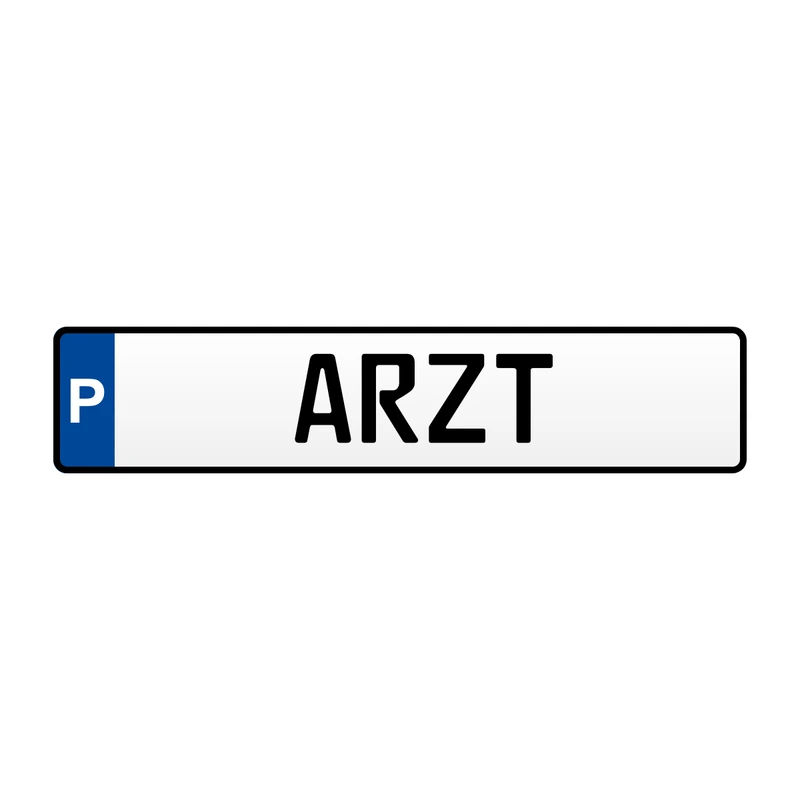 Parkplatzschild „P – ARZT“ Aluminium geprägt 520 × 114 mm – Arztparkplatz Schild reflektierend