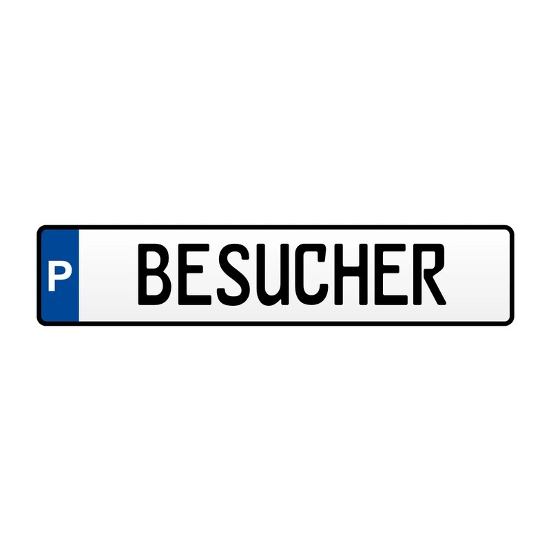 Parkplatzschild „P – BESUCHER“ Aluminium geprägt 520 × 114 mm – Besucherparkplatz Schild