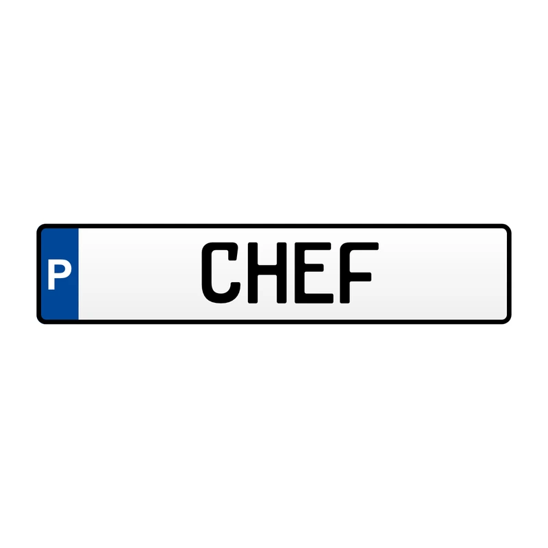 Parkplatzschild „P – CHEF“ Aluminium geprägt 520 × 114 mm – Chefparkplatz Schild reflektierend