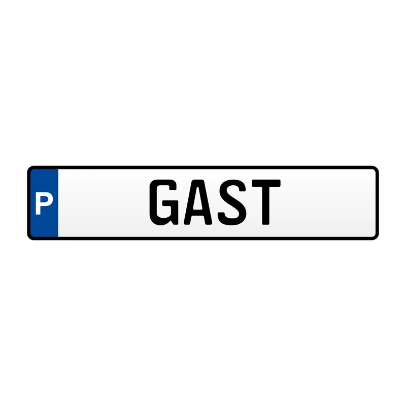 Parkplatzschild „P – GAST“ Aluminium geprägt 520 × 114 mm – Gästeparkplatz Schild reflektierend