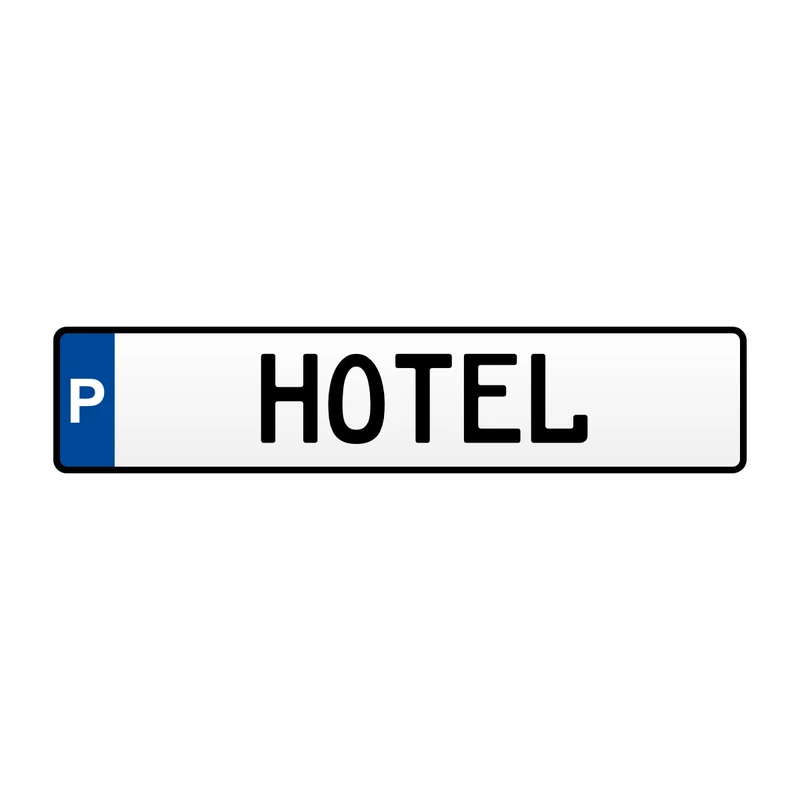 Parkplatzschild „P – HOTEL“ Aluminium geprägt 520 × 114 mm – Hotelparkplatz Schild reflektierend