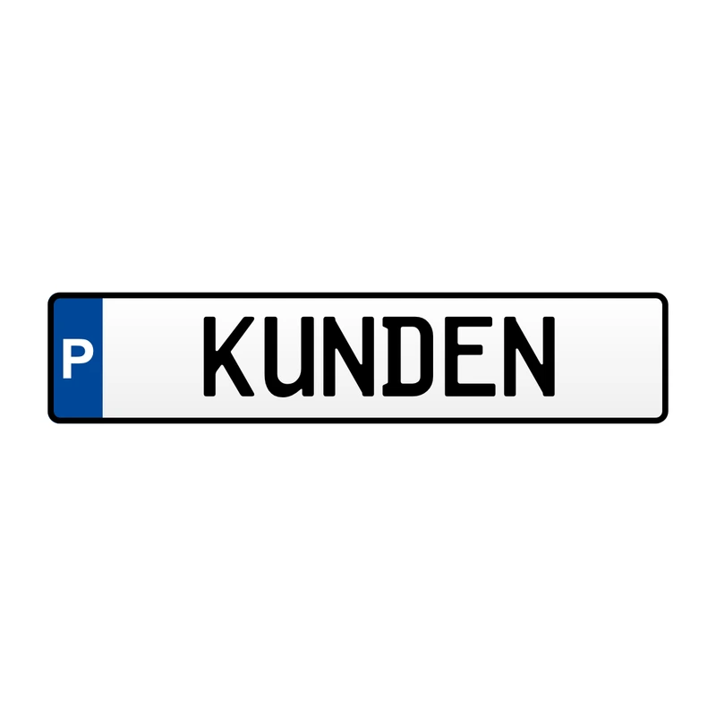 Parkplatzschild „P – KUNDEN“ Aluminium geprägt 520 × 114 mm – Kundenparkplatz Schild reflektierend