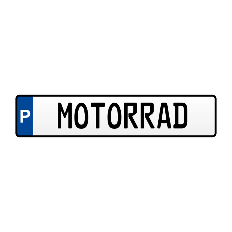 Parkplatzschild „P – MOTORRAD“ Aluminium geprägt 520 × 114 mm – Motorradparkplatz Schild