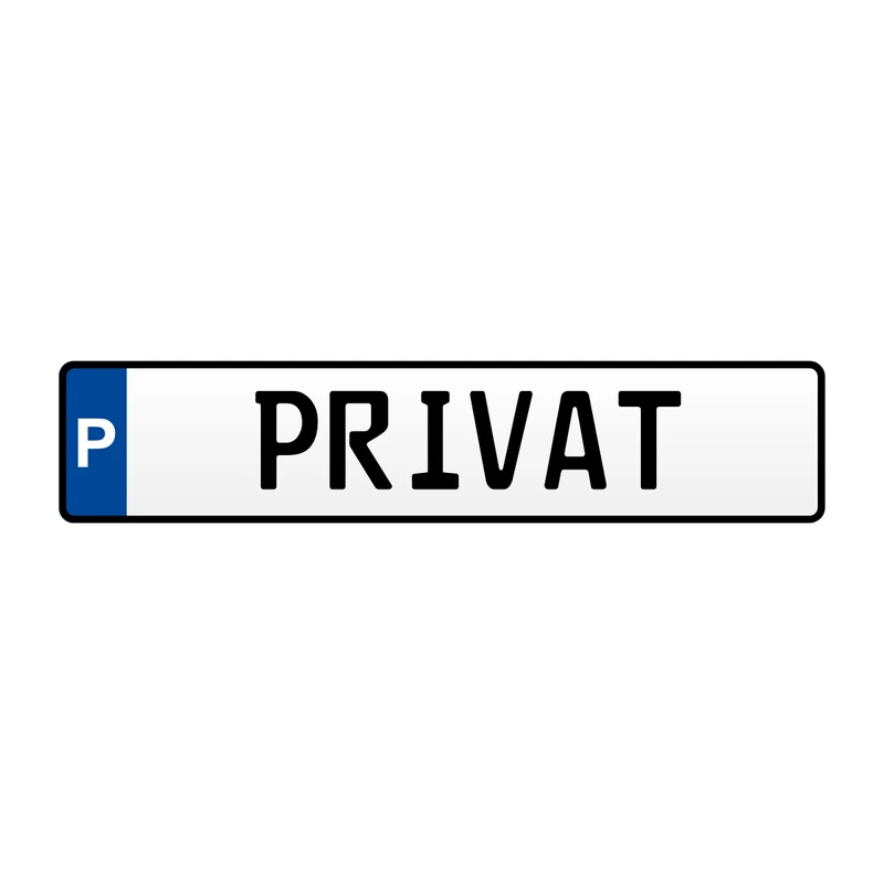 Parkplatzschild „P – PRIVAT“ Aluminium geprägt 520 × 114 mm – Privatparkplatz Schild reflektierend