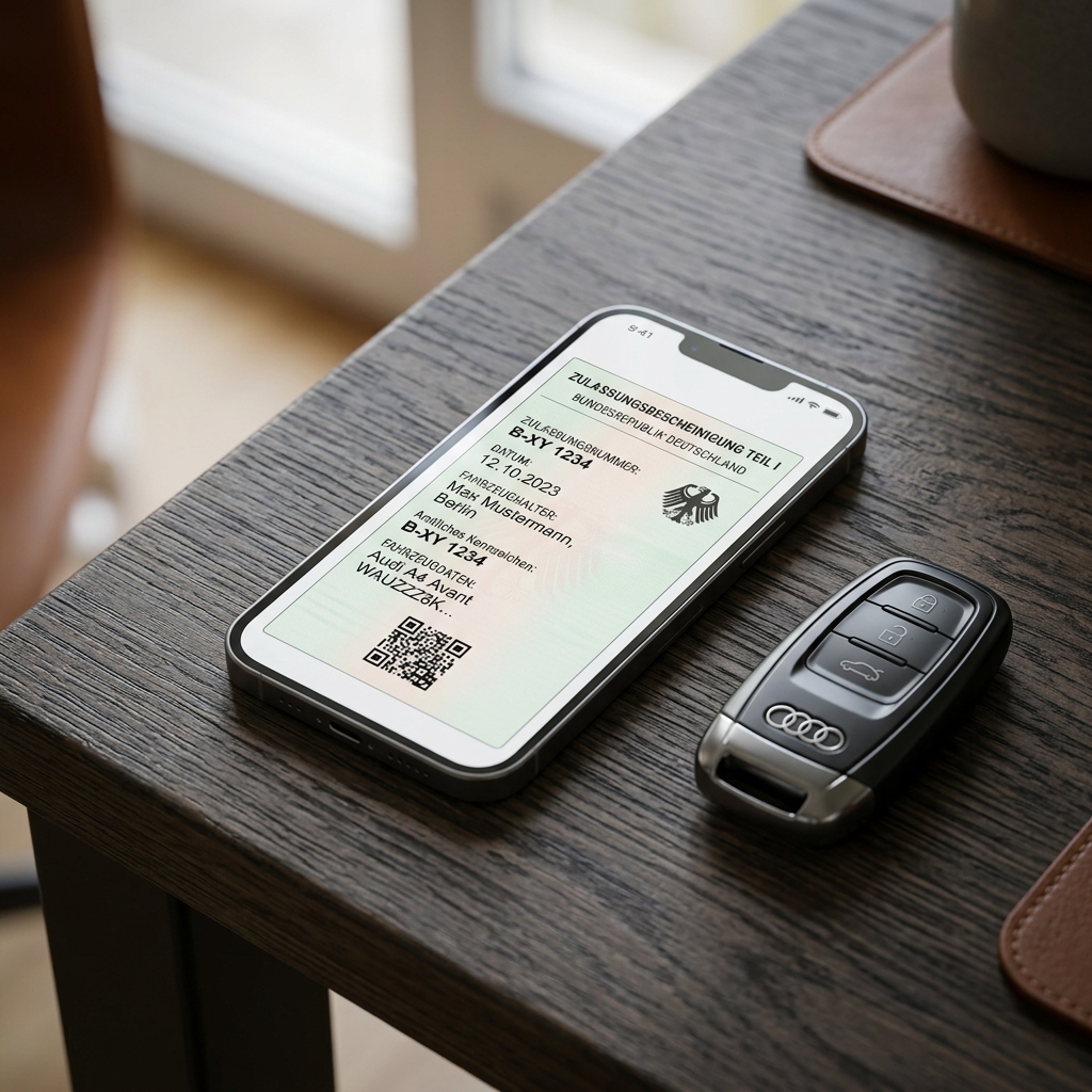 Elektronische Zulassungsbescheinigung auf dem Smartphone über die i-Kfz-App